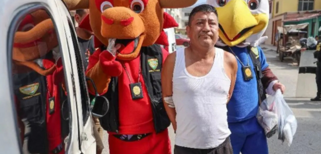 Policía peruana captura a narcotraficante disfrazada de mascotas del Mundial