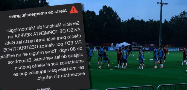 Entrenamiento de la selección española interrumpido por alerta de tornado