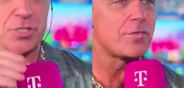 Robbie Williams despeja la polémica sobre el objeto que cayó durante su entrevista