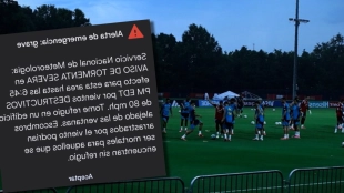 Entrenamiento de la selección española interrumpido por alerta de tornado